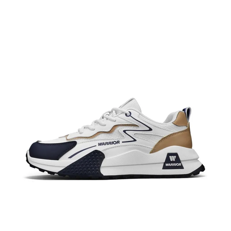 Warrior Wear-Resistant Lightweight Rebound Low-Top Casual Shoes Men's Beige Brown Blue-0