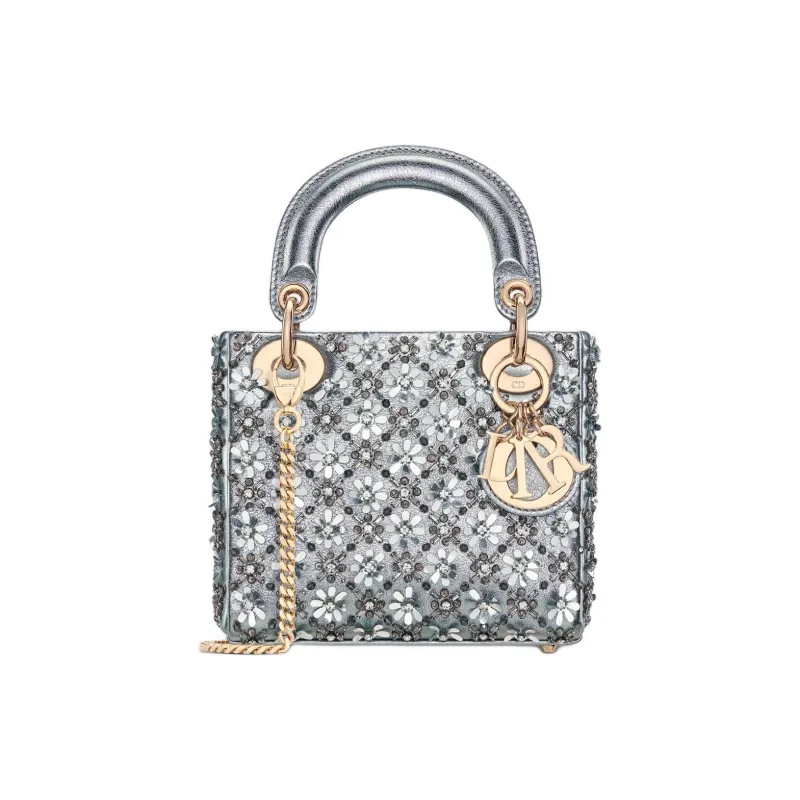 DIOR Lady Dior Calfskin Shoulder Bag, Crossbody Bag, Handbag Mini Women's Silver-0