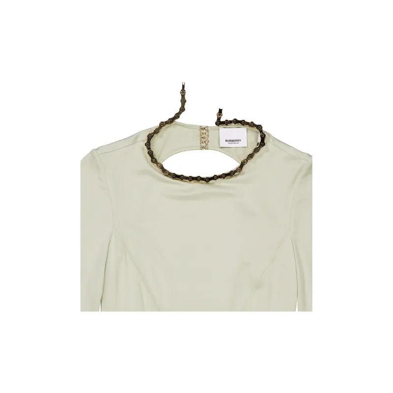 Burberry Long-Sleeved Dresses Women's Green-6