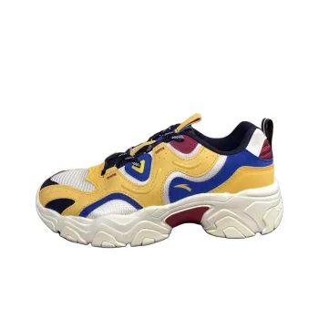 Anta Meteorite Cushioned Wear Resistant Breathable Low Top Chunky Sneakers Men's Yellow Blue