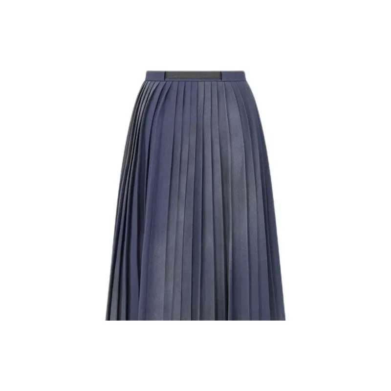 DIOR FW23 Gonna Plissettata Asimmetrica Casual Long Skirts Women's Blue-2