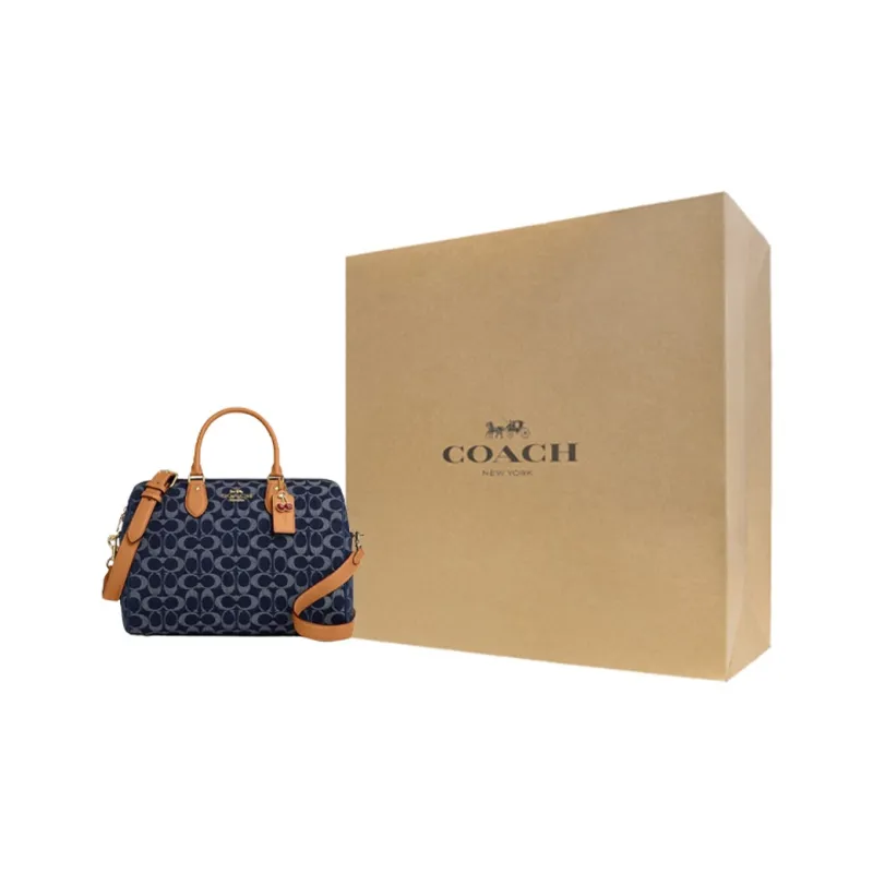 COACH Rowan Fabric Shoulder Bag Crossbody Bag Handbag Large Size Women's Blue-8