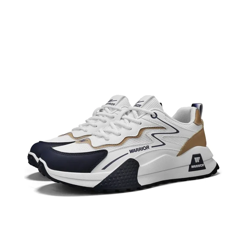 Warrior Wear-Resistant Lightweight Rebound Low-Top Casual Shoes Men's Beige Brown Blue-2