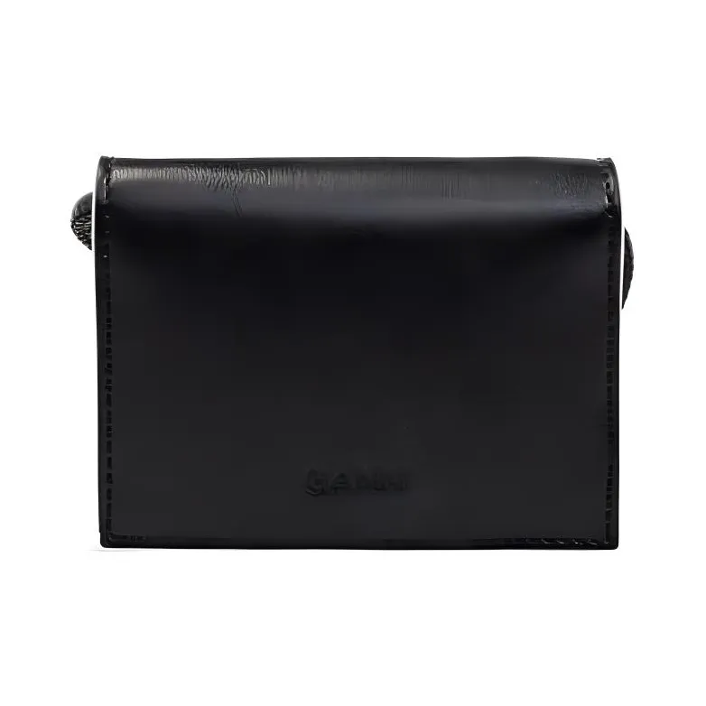 GANNI Recycled Leather One Shoulder Wallet Women's Black-3