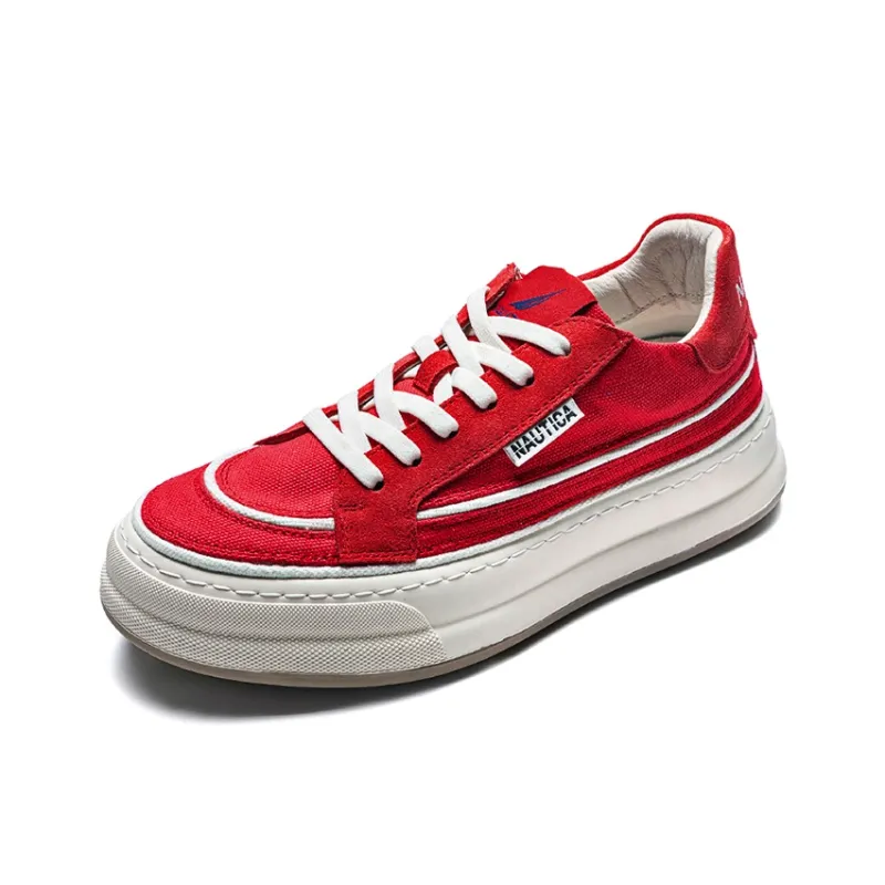 NAUTICA Coverage Anti Slip Wear Resistant Lightweight Breathable Height Increasing Low Top Skateboard Shoes Women's Red-2