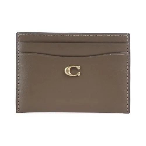 COACH Card Case Calfskin Card Holder Women's Umber