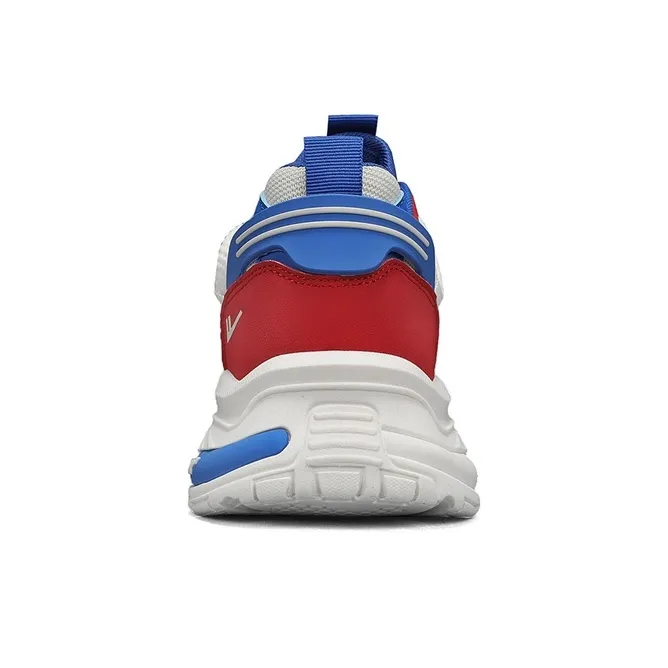 Warrior Durable Breathable Lightweight Low-Top Chunky Sneakers Men's Beige Red Blue-4