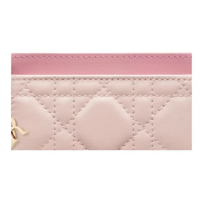 DIOR Lady Dior Lambskin Card Holder Regular Women's Pink-2