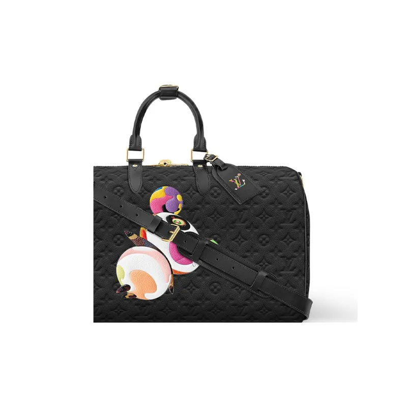 LOUIS VUITTON X Takashi Murakami Keepall Bandouliere 45 Black-1
