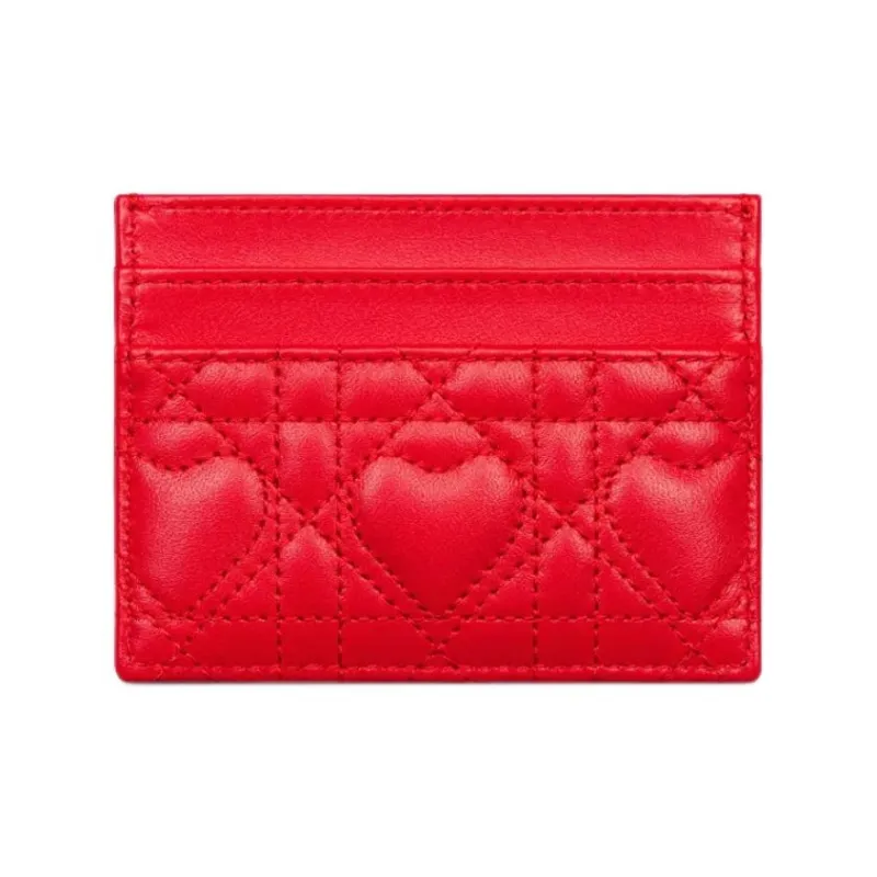 DIOR Jolie Lambskin Card Holder Women's Red-1