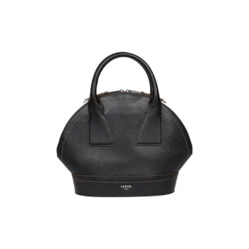 LANCEL Cow Leather Dome Bag Handbags Medium Size Women's Black