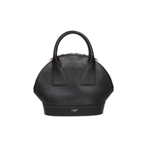 LANCEL Cow Leather Dome Bag Handbags Medium Size Women's Black