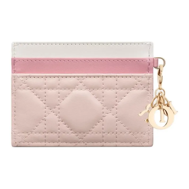 DIOR Lady Dior Lambskin Card Holder Regular Women's Pink-1