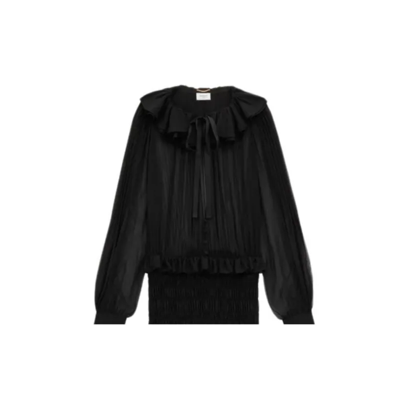 SAINT LAURENT Long Sleeved Dresses Women's Black-2