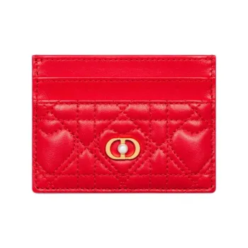 DIOR Jolie Lambskin Card Holder Women's Red