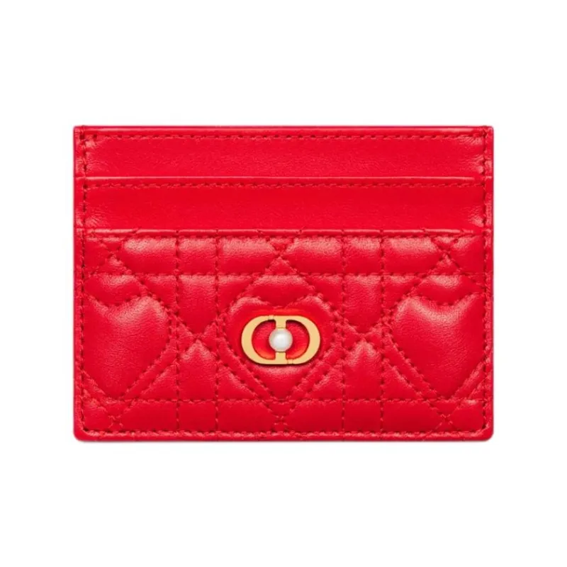 DIOR Jolie Lambskin Card Holder Women's Red-0