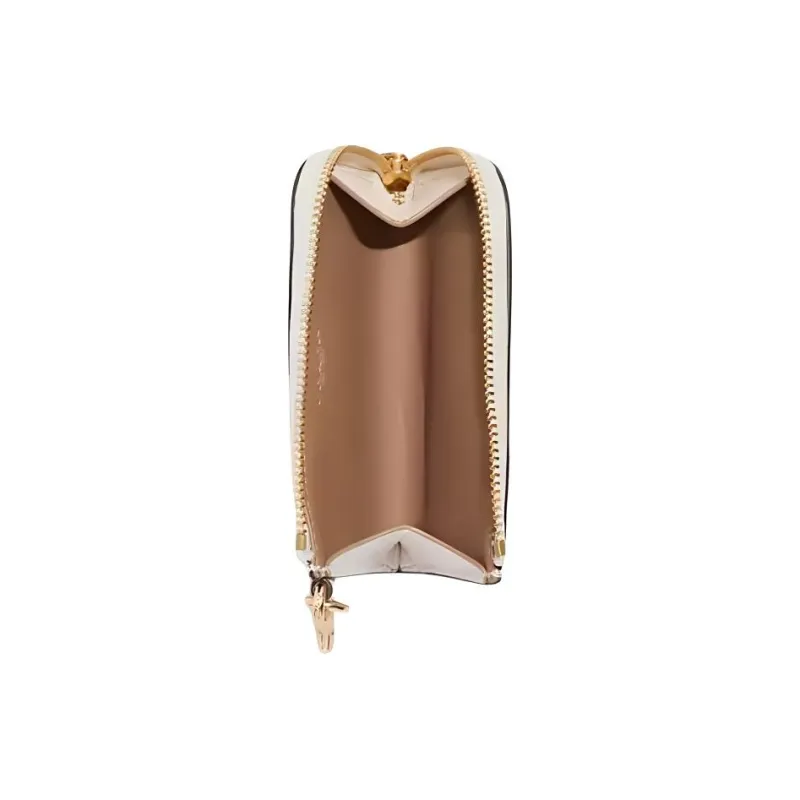 COACH Card Case Refined Pebble Leather Card Holder Key Pouch Coin Purse Mini Women's White-1
