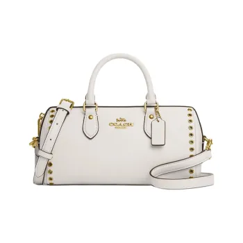 COACH RowanSATCHEL Smooth Leather Shoulder Bag Crossbody Bag Handbag Medium Size Women's Chalk White