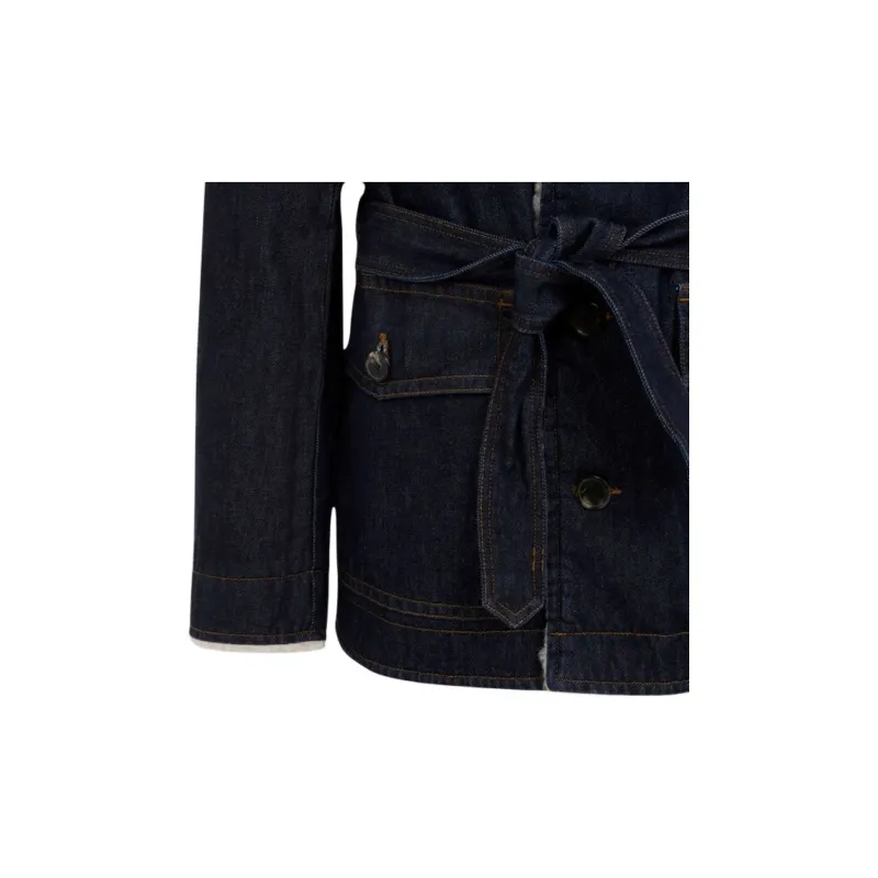 DRIES VAN NOTEN Faux Fur Collar Denim Jacket-7