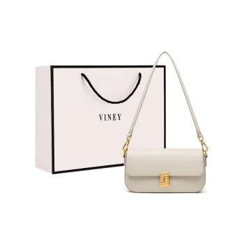 VINEY Cow Leather Crossbody Bag Shoulder Bag Baguette Bag Regular Women's Black/Milkshake White