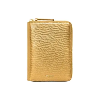 TUMI Leather Passport Holder Unisex Gold