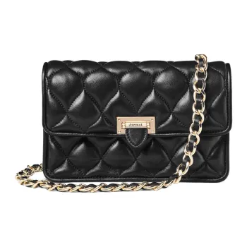 Aspinal Of London Lambskin Shoulder Bag Small Size Women's Black