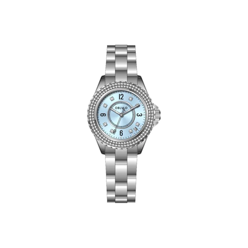 OBLVLO Automatic Mechanical Movement Stainless Steel Strap Watch Women's Watch Silver Dial-12