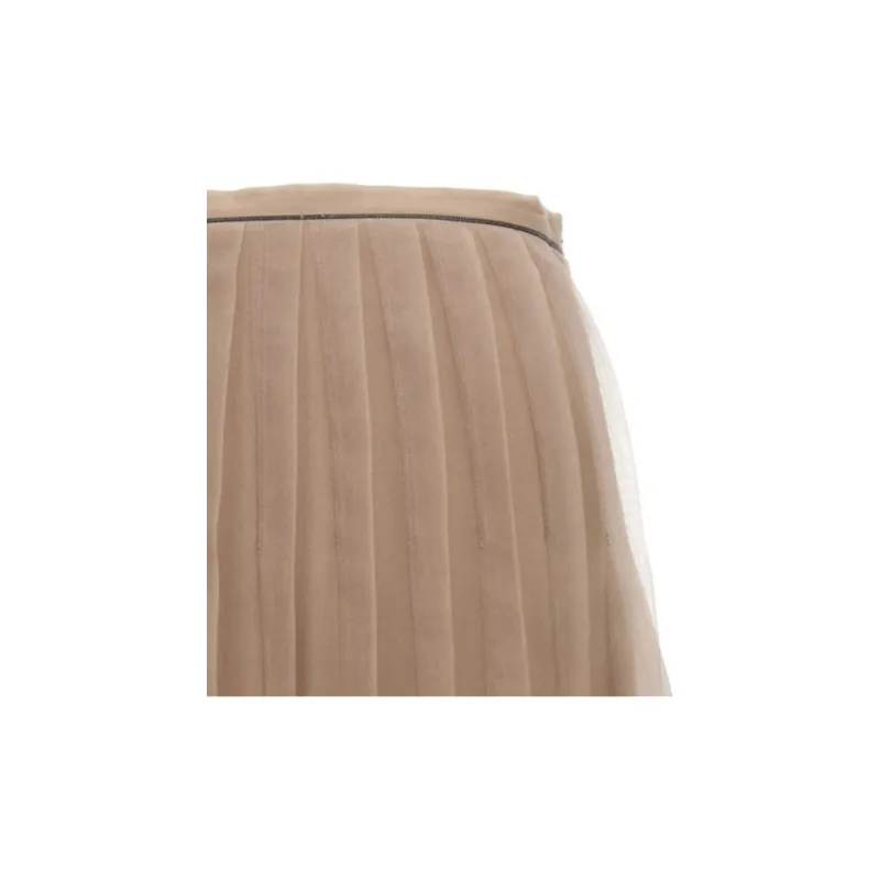 Brunello Cucinelli Pleated Tulle Midi Skirt-3