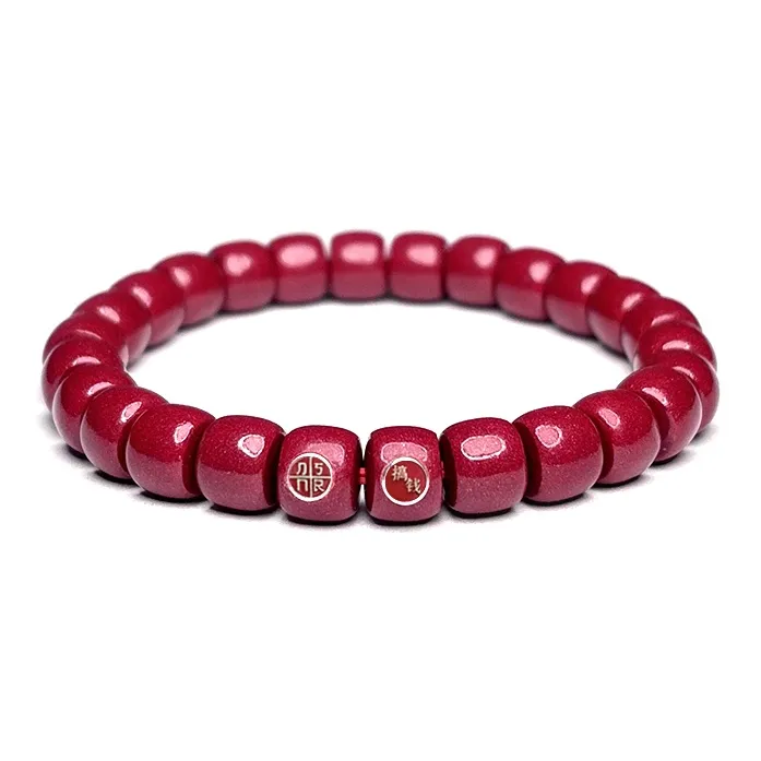 MOUNTAINS AND MANS Cinnabar New Chinese Style Good Luck Beaded Bracelet Unisex-6