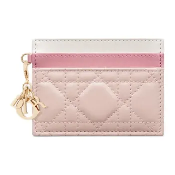 DIOR Lady Dior Lambskin Card Holder Regular Women's Pink