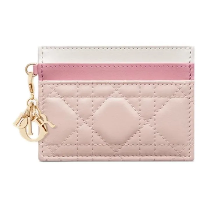 DIOR Lady Dior Lambskin Card Holder Regular Women's Pink-0