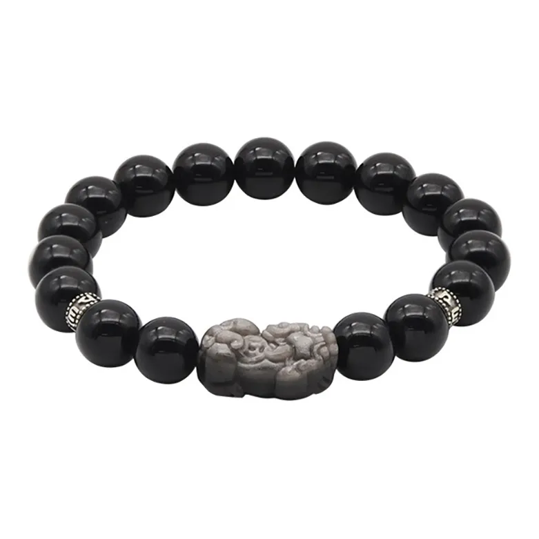 ZUIWENGLANGYASHANWENCHUANG Obsidian Bracelets Unisex-0