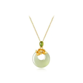 CGC Hetian Jade Necklaces Pale Greenish White Jade Women's