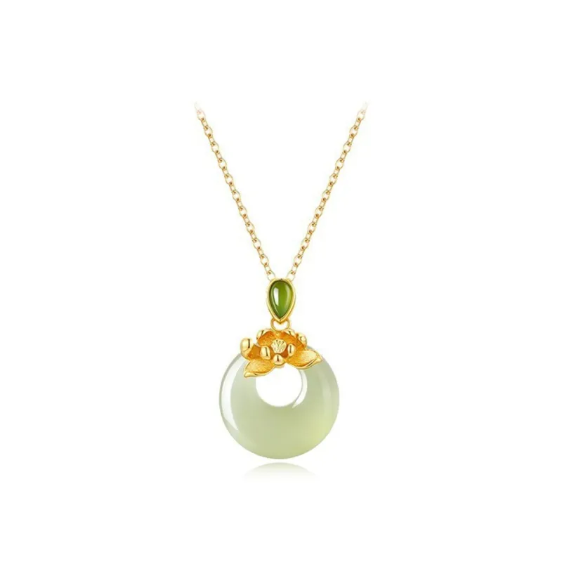 CGC Hetian Jade Necklaces Pale Greenish White Jade Women's-0