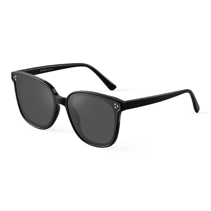 VEGOOS TR/Memory Plastic Square Sunglasses Unisex Black Frame-4