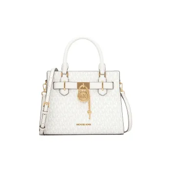 MICHAEL KORS Hamilton Series Coated Canvas Crossbody One Shoulder Handbags Small Size Women's Vanilla White