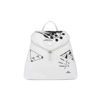 PRADA Fabric With Leather Handbag Backpack Women's White