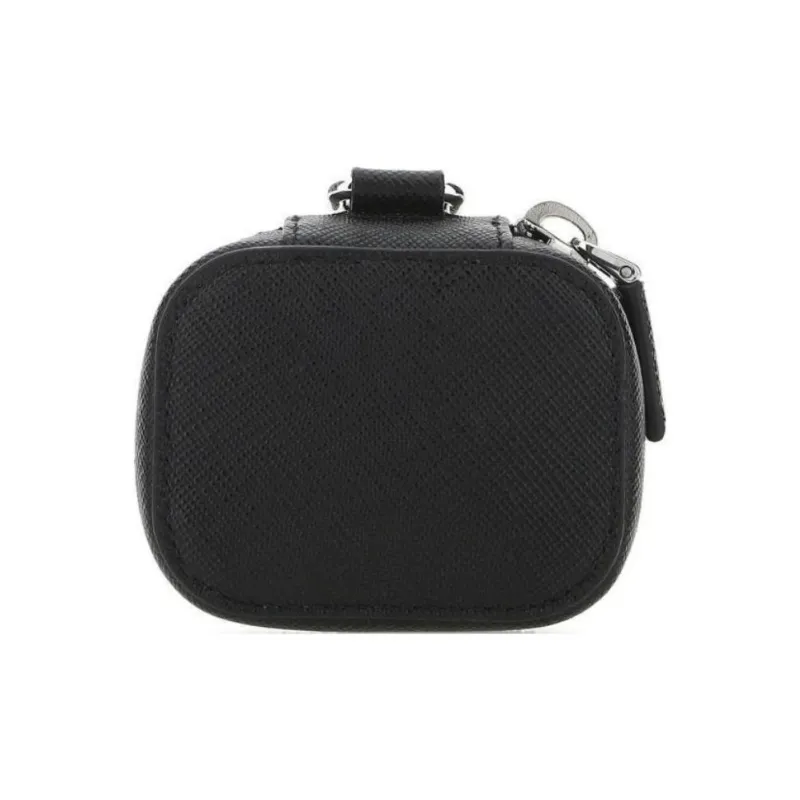 PRADA Cross Grain Leather Air Pods Protective Cover Shoulder Bag, Crossbody Bag Regular Women's Black-2