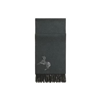 HERMES Cashmere Knit Scarves Unisex Gray