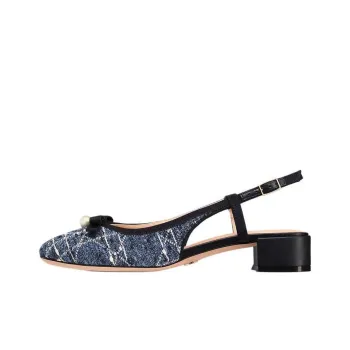 DIOR Ballet Chunky Heel High Heels 3cm Women's Blue