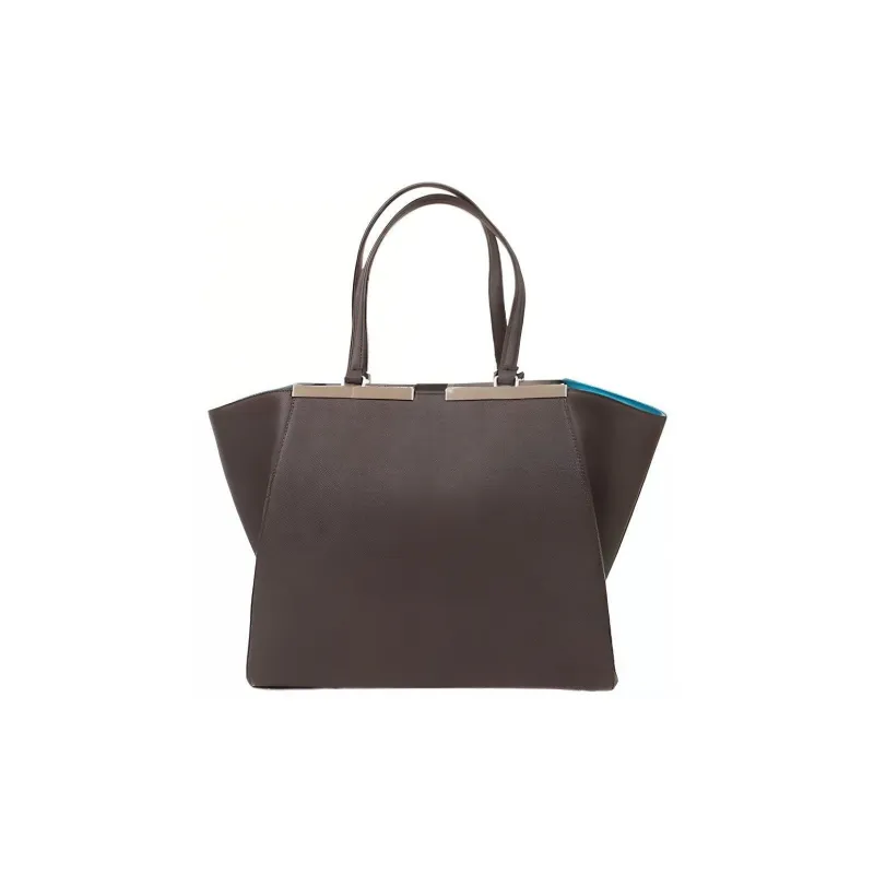 FENDI Textured Leather Tote Bag Shopping Bag Handbag Shoulder Bag Women's Gray-2