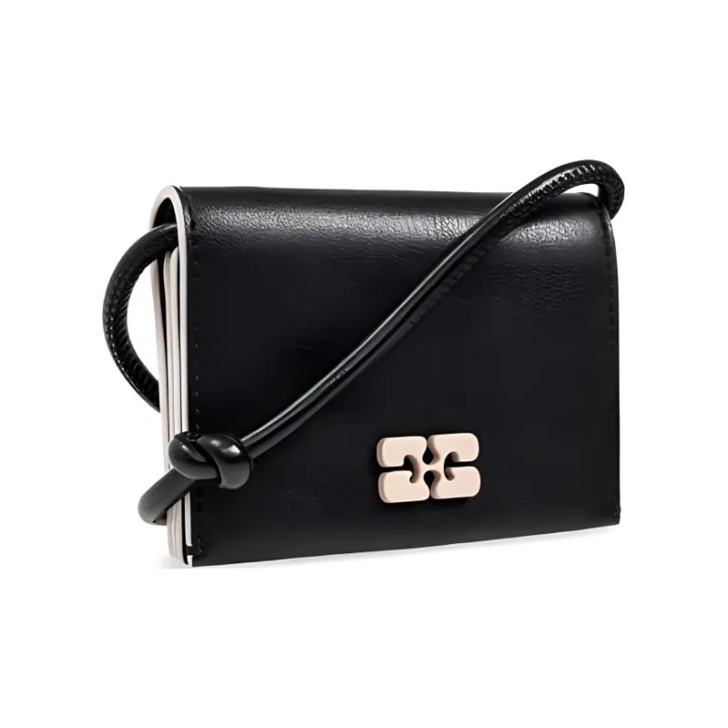 GANNI Recycled Leather One Shoulder Wallet Women's Black-2