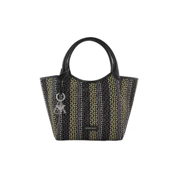 EMPORIO ARMANI Polyester Tote Bag Shopping Bag Handbag Large Size Women's Black & Gray