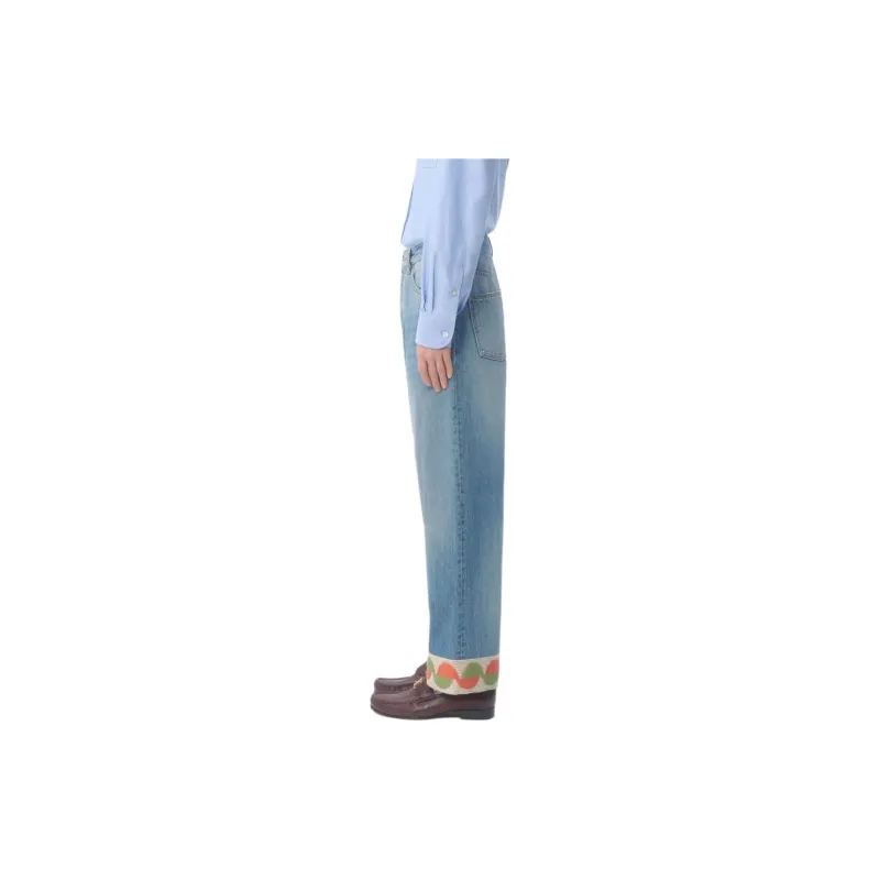 Valentino Logo Patch Wide Leg Jeans-5