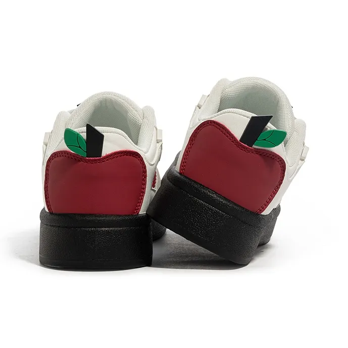 Babaya Anti Slip And Wear Resistant Breathable Low Top Skateboard Shoes Women's White Burgundy-6