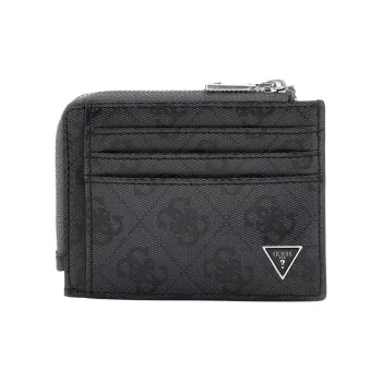 GUESS Genuine Leather Card Holder Men's Black