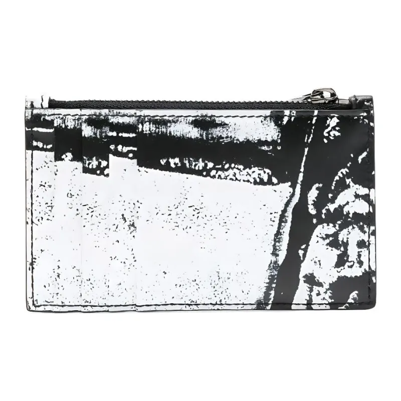 Alexander McQueen Cow Leather Card Clip Card Holder Men's Black & White-1