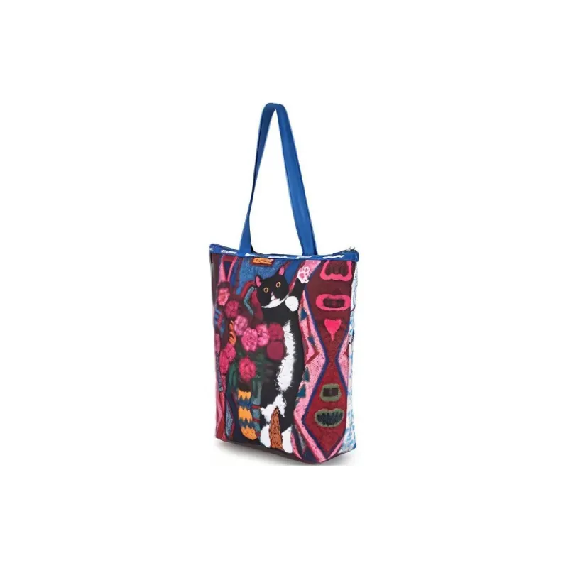 Skechers Fabric Tote Bag, Shopping Bag, Handbag, Shoulder Bag Large Size Unisex Blue & Multicolor-2