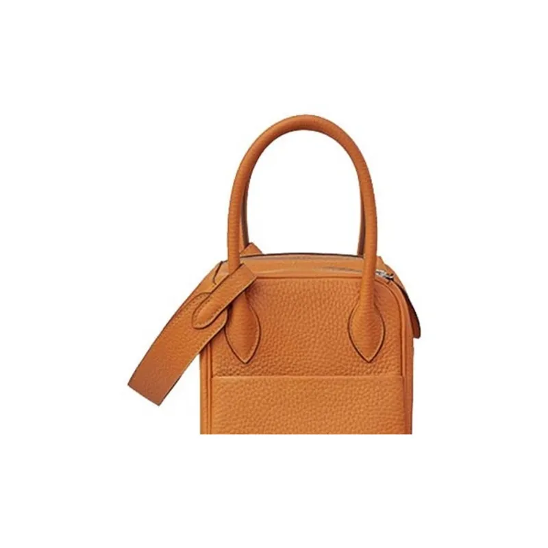 HERMES Lindy Cow Leather Handbag Women's Apricot Yellow-4