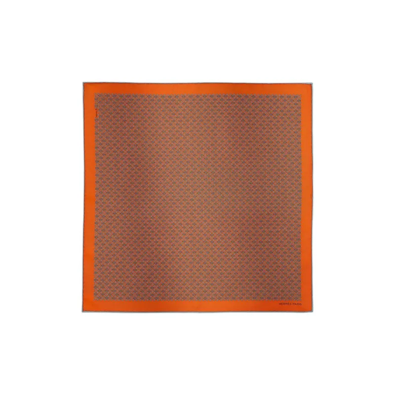 HERMES Vintage Mulberry Silk, Silk Scarves Unisex Orange-0